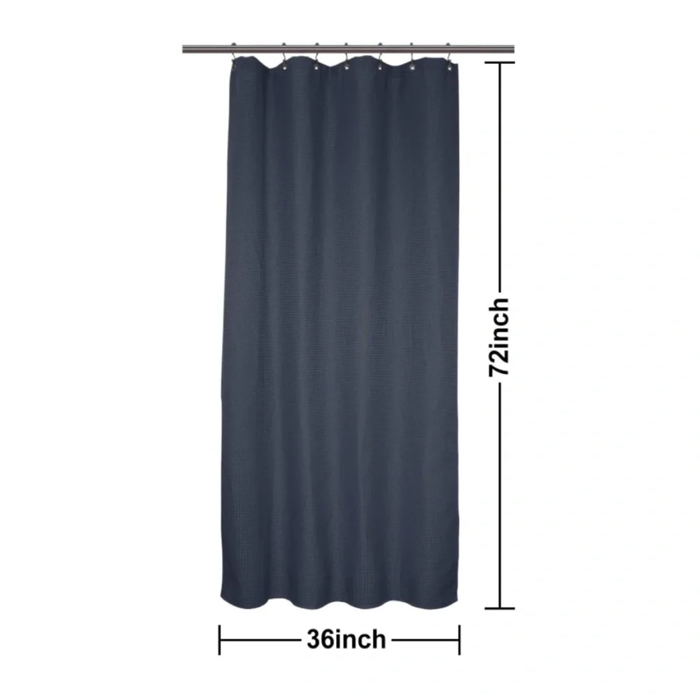 Luxury Home | Navy Blue Waffle Weave Fabric Hotel Series Shower Curtain